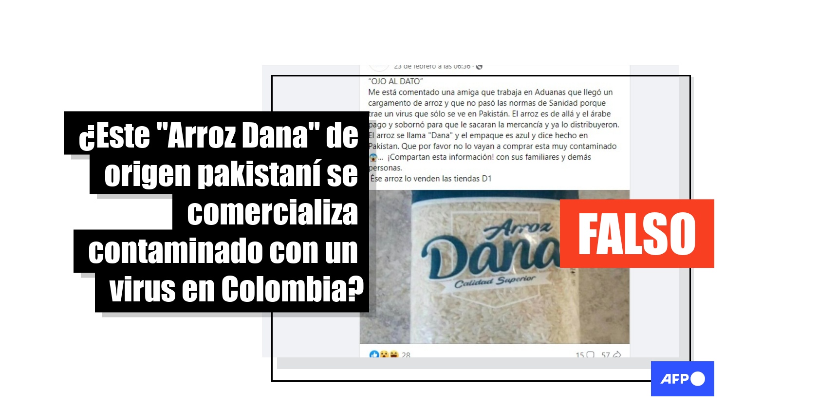 Este mensaje falso sobre el Arroz Dana con un virus de Pakistán se