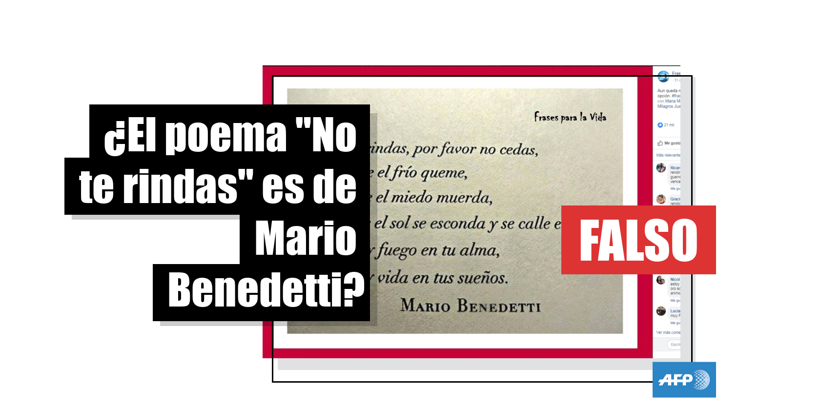 El poema “No te rindas” no fue escrito por el uruguayo Mario Benedetti